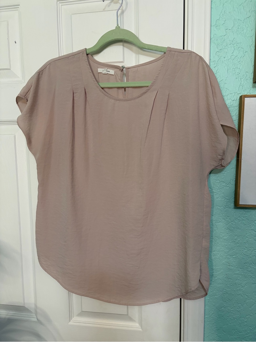 Maurices Blush Pleated Short Sleeve Top